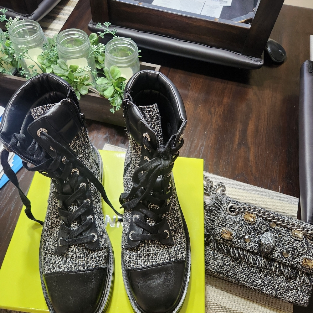 Kurt Geiger tweed combat boots size 40.5 womens 9